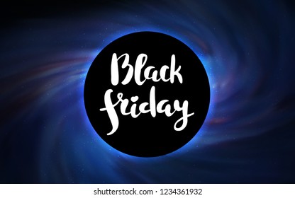 Dark Purple vector cover with a black hole, nebula. Decorative design in space style with a black hole. Black Friday design for ads, commercials.