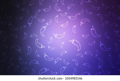 Dark Purple vector cover with chili peppers. Blurred decorative design of peppers in doodle style. Pattern for ad, booklets, leaflets of restaurants.