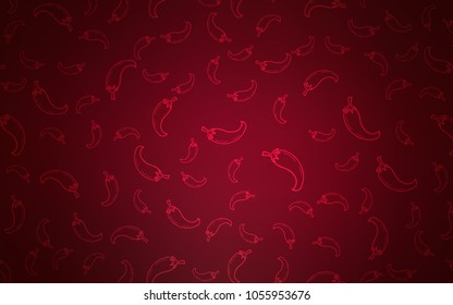 Dark Purple vector cover with chili peppers. Illustration with set of fresh peppers in doodle style. Doodle design for your business advert of cafes.