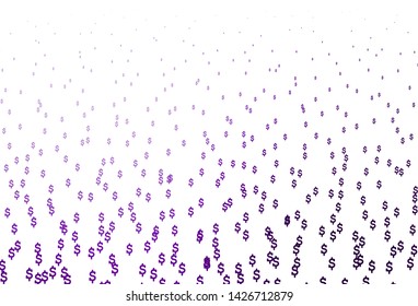 Dark Purple vector cover with Dollar signs. Modern abstract illustration with symbols of money. The pattern can be used for financial, investment websites.