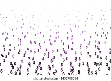 Dark Purple vector cover with Dollar signs. Blurred design in with symbols of USD. The pattern can be used for financial, investment websites.