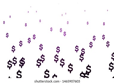Dark Purple vector cover with Dollar signs. Shining colored illustration with USD signs. The pattern can be used as ads, poster, banner for payments.