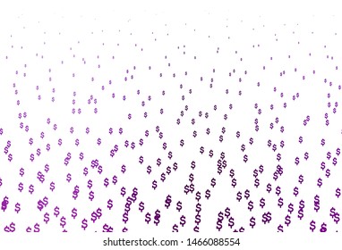 Dark Purple vector cover with Dollar signs. Colored symbols of all currency on white background. The pattern can be used for ad, booklets, leaflets of banks.