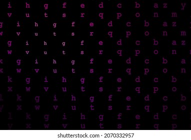 Dark purple vector cover with english symbols. Modern geometrical illustration with ABC english symbols. Best design for your ad, poster, banner of college.