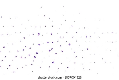 Dark Purple vector cover with Euro, Dollar, Yen signs. Modern abstract illustration with symbols of money. The pattern can be used for financial, investment websites.