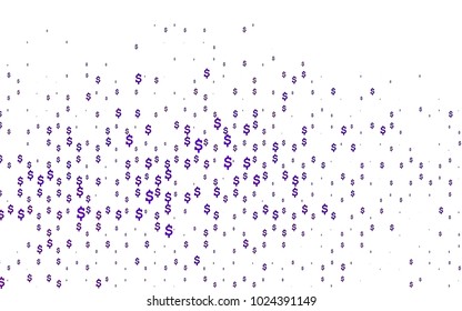 Dark Purple vector cover with financial symbols. Shining colored illustration with dollar signs, USD. Template can be used as a background for ads of markets, loans.
