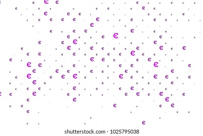 Dark Purple vector cover with financial symbols. Blurred design in simple style with symbols of Euro. Template can be used as a background for ads of markets, loans.