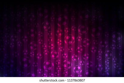 Dark Purple vector cover with football symbols. Colorful gradient with signs of soccer tournament. Design for posters, banners of sports competitions.