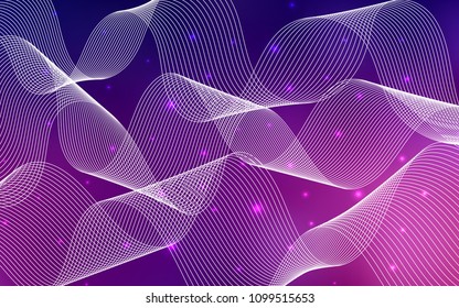 Dark Purple vector cover with happy holiday ribbons. Decorative shining illustration with ribbons on abstract template. The pattern can be used for carnival, festival leaflets.