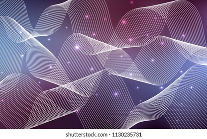 Dark Purple vector cover with happy holiday ribbons. Blurred decorative design in anniversary style with confetti. The pattern can be used for carnival, festival leaflets.