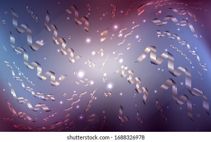 Tapa vectorial púrpura oscura con riñones navideños felices. Decoración borrosa en estilo de aniversario con confeti. La plantilla se puede utilizar como fondo para postales.