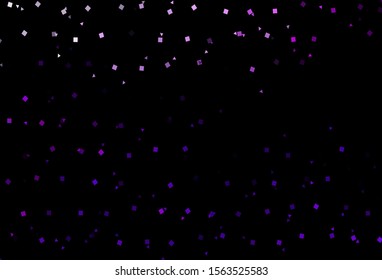 Dark Purple vector cover in polygonal style with circles. Glitter abstract illustration with spheres, squares, lines. Smart design for your business advert.