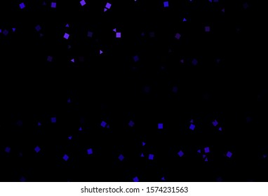 Dark Purple vector cover in polygonal style with circles. Illustration with set of colorful circles, triangles, squares. Modern template for your landing page.