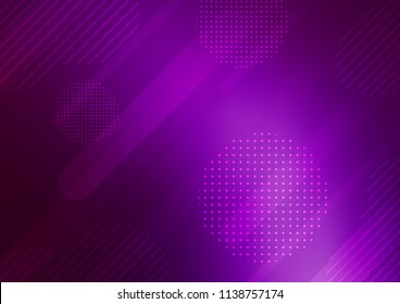 Dark Purple vector cover with rounded stripes, dots. Modern geometrical abstract illustration with sticks, dots. The pattern can be used for busines ad, booklets, leaflets