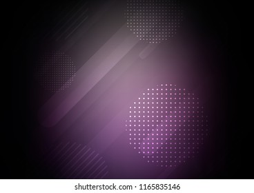 Dark Purple vector cover with rounded stripes, dots. Shining colored illustration with rounded stripes, dots. The pattern can be used for busines ad, booklets, leaflets
