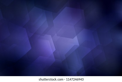 Dark Purple vector cover with set of hexagons. Glitter abstract illustration in hexagonal style. New design for website's poster, banner.