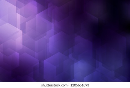 Dark Purple vector cover with set of hexagons. Glitter abstract illustration in hexagonal style. Pattern can be used for landing pages.
