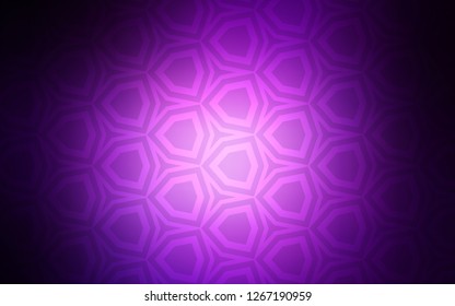 Dark Purple vector cover with set of hexagons. Glitter abstract illustration in hexagonal style. Pattern for ads, leaflets.