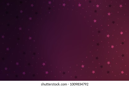Dark Purple vector cover with small and big stars. Shining colored illustration with stars. The pattern can be used for wrapping gifts.