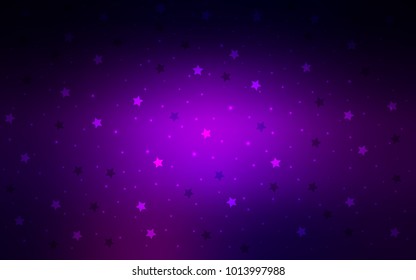 Dark Purple vector cover with small and big stars. Blurred decorative design in simple style with stars. The pattern can be used for websites.