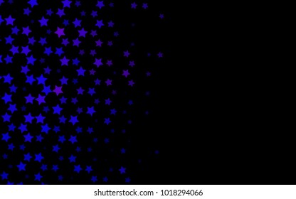 Dark Purple vector cover with small and big stars. Modern geometrical abstract illustration with stars. The pattern can be used for wrapping gifts.