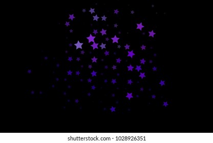 Dark Purple vector cover with small and big stars. Stars on blurred abstract background with gradient. The pattern can be used for new year ad, booklets.