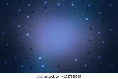 Dark Purple vector cover with small and big stars. Shining colored illustration with stars. The pattern can be used for new year ad, booklets.
