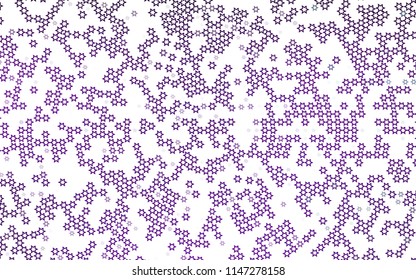 Dark Purple vector cover with small and big stars. Decorative shining illustration with stars on abstract template. The template can be used as a background.