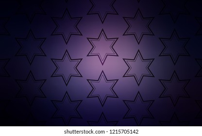 Dark Purple vector cover with small and big stars. Modern geometrical abstract illustration with stars. Smart design for your business advert.