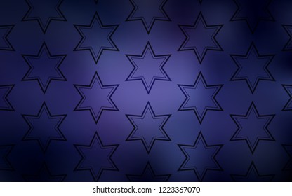 Dark Purple vector cover with small and big stars. Glitter abstract illustration with colored stars. Pattern for websites, landing pages.