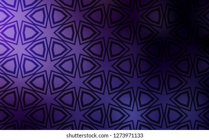 Dark Purple vector cover with small and big stars. Glitter abstract illustration with colored stars. Smart design for your business advert.