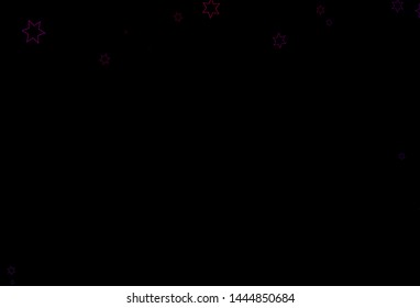 Dark Purple vector cover with small and big stars. Modern geometrical abstract illustration with stars. The pattern can be used for wrapping gifts.