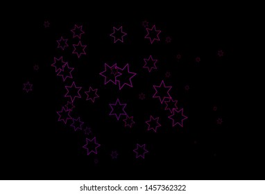 Dark Purple vector cover with small and big stars. Decorative shining illustration with stars on abstract template. The pattern can be used for websites.
