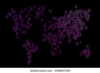 Dark Purple vector cover with small and big stars. Decorative shining illustration with stars on abstract template. The pattern can be used for websites.