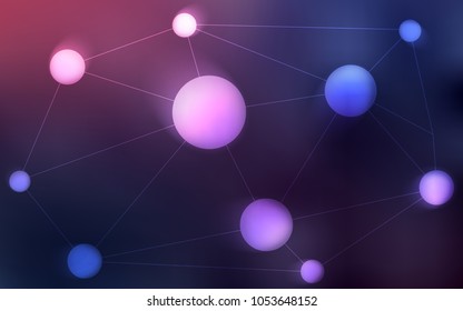 Dark Purple vector cover with spots, lines. Colorful illustration with circles and lines in futuristic style. New design for ad, poster, banner of your website.