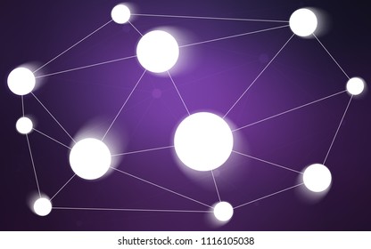 Dark Purple vector cover with spots, lines. Illustration with set of colorful abstract circles and lines. Beautiful design for your business advert.