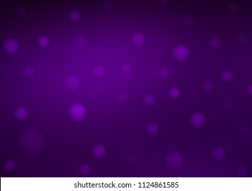 Dark Purple vector cover with spots. Blurred bubbles on abstract background with colorful gradient. Pattern can be used as texture of water, rain drops.