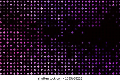 Dark Purple vector cover with symbols of gamble. Illustration with set of hearts, spades, clubs, diamonds. Smart design for your business advert of casinos.