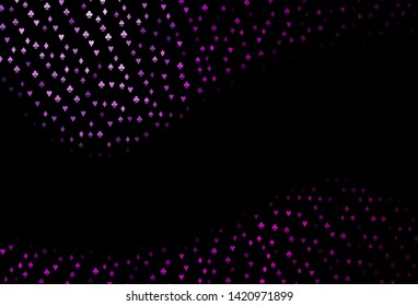 Dark Purple vector cover with symbols of gamble. Colorful gradient with signs of hearts, spades, clubs, diamonds. Pattern for booklets, leaflets of gambling houses.