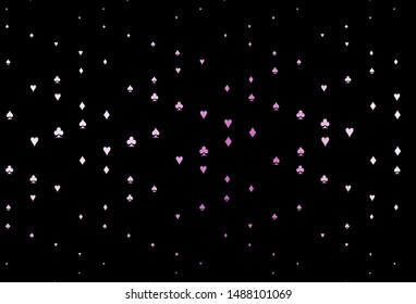 Dark Purple vector cover with symbols of gamble. Blurred decorative design of hearts, spades, clubs, diamonds. Smart design for your business advert of casinos.