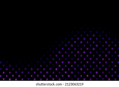 Dark purple vector cover with symbols of gamble. Colored illustration with hearts, spades, clubs, diamonds. Pattern for ads of parties, events in Vegas.