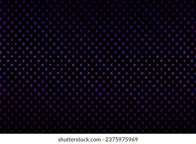 Dark purple vector cover with symbols of gamble. Glitter abstract sketch with isolated symbols of playing cards. Pattern for ads of parties, events in Vegas.