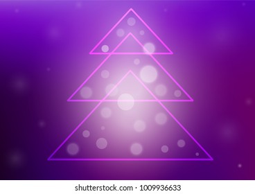 Dark Purple vector cover with a xmas tree. Christmas tree on blurred abstract background with gradient. The pattern can be used for new year leaflets.