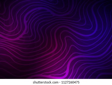 Dark Purple vector  curved background. An elegant bright illustration with lines in Natural style. Brand-new style for your business design.