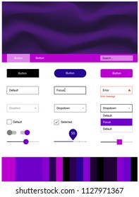 Dark Purple vector design ui kit with curved circles. Elegant bright illustration with gradient  in memphis style. Modern template for your landing page.