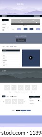 Dark Purple vector design ui kit with landscape. Beautiful ui ux kit with colorful mountains in its header. Beautiful layout for websites, landing pages.