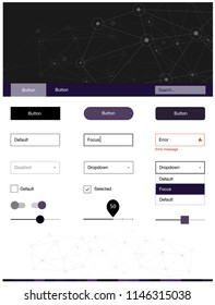 Dark Purple vector design ui kit with mosaic, circles. Simple Material Design Kit with colorful triangles, circles. This template you can use for websites.