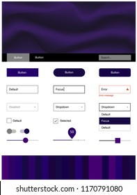 Dark Purple vector design ui kit with curved circles. Creative illustration in halftone marble style with gradient. This sample is for your landing page.