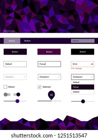 Dark Purple vector design ui kit with mosaic. Decorative ui kit design in abstract style with colorful crystals. This sample is for your website.