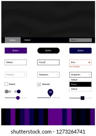 Dark Purple vector design ui kit with curved circles. Colorful illustration in abstract memphis style with gradient. This sample is for your website.